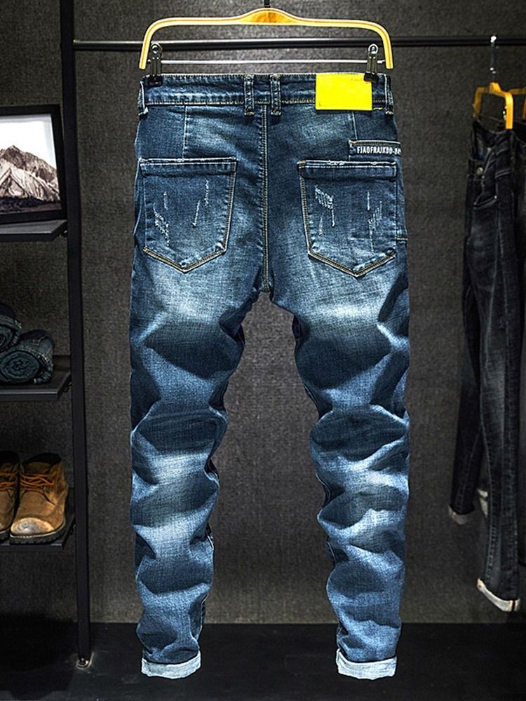 Vanlig Lomme Med Glidelås I Midten Av Midjen Uformelle Jeans