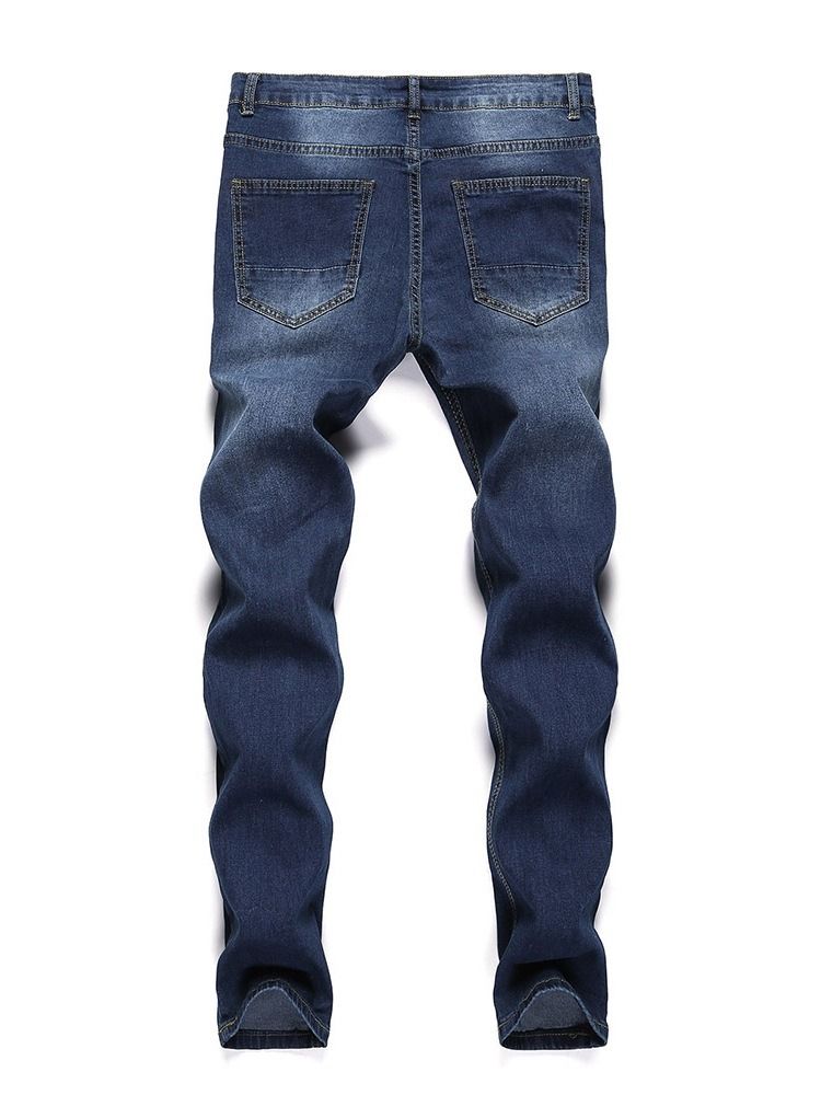 Vanlige Blyantbukser Med Hull Uformelle Jeans Med Middels Midje