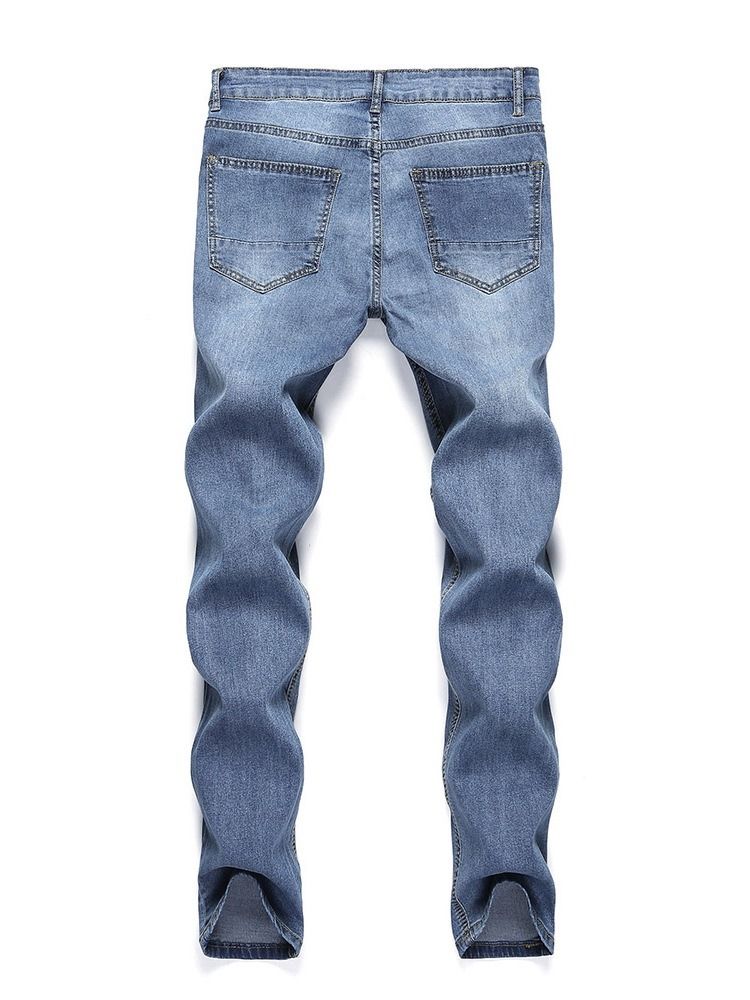 Vanlige Blyantbukser Med Hull Uformelle Jeans Med Middels Midje