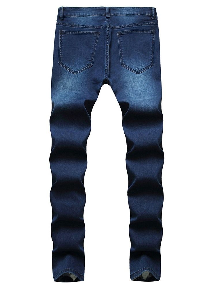 Vanlige Hull Jeans Med Glidelås Mellom Midje