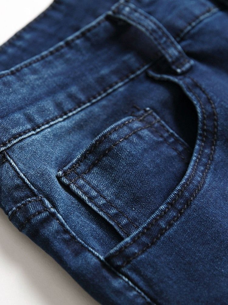 Vanlige Hull Jeans Med Glidelås Mellom Midje