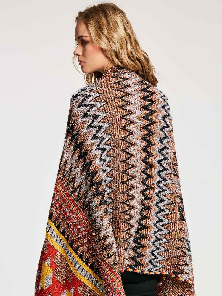 Geometrisk Tassel Patchwork Cape