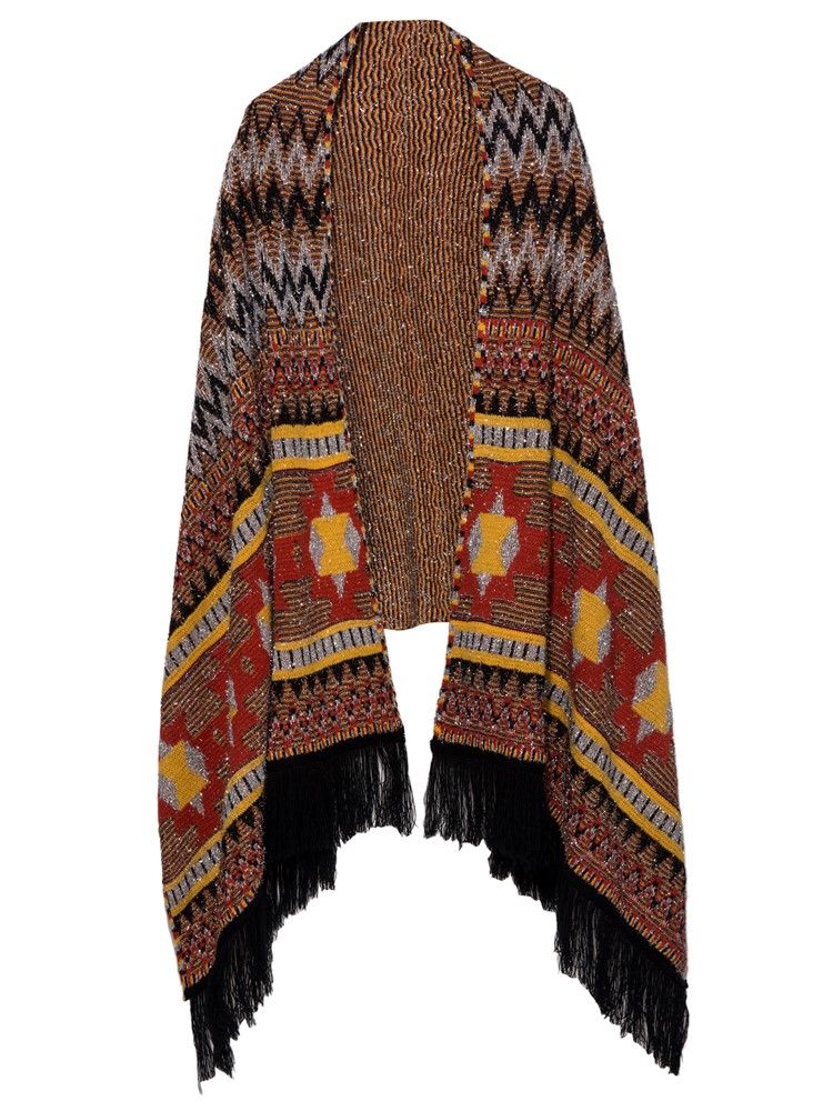 Geometrisk Tassel Patchwork Cape