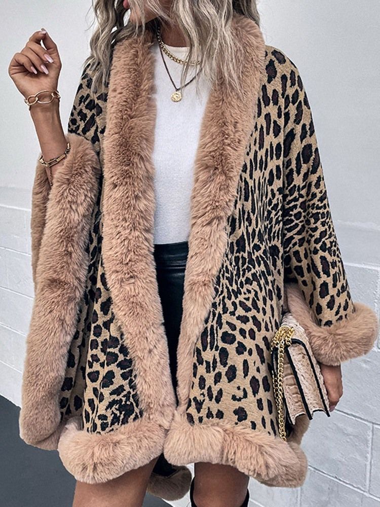 Leopard Fleece Vinterkappe