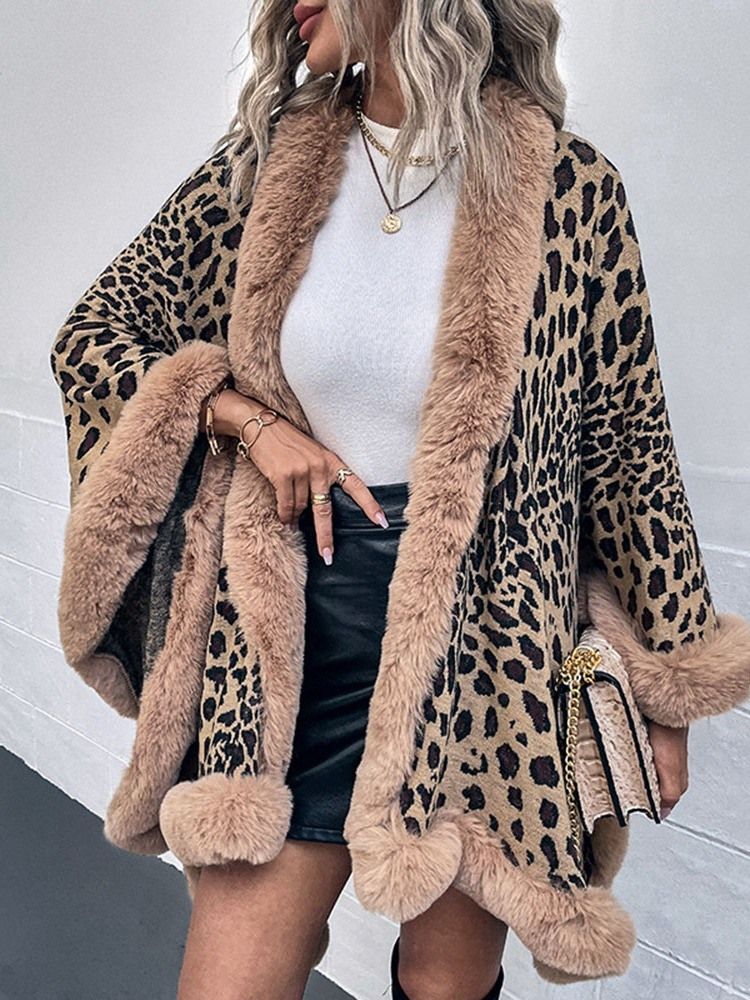 Leopard Fleece Vinterkappe