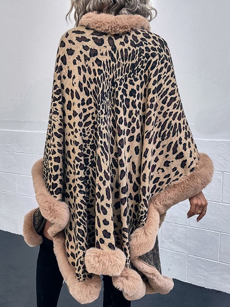 Leopard Fleece Vinterkappe