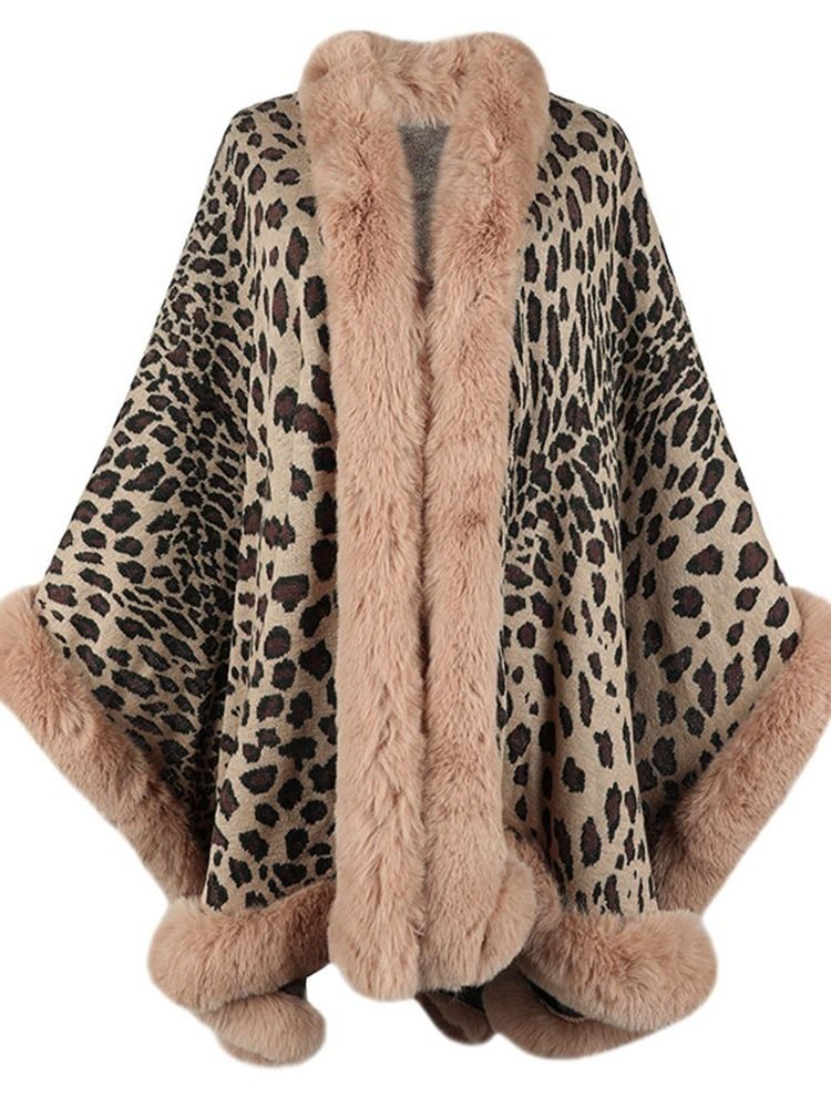 Leopard Fleece Vinterkappe