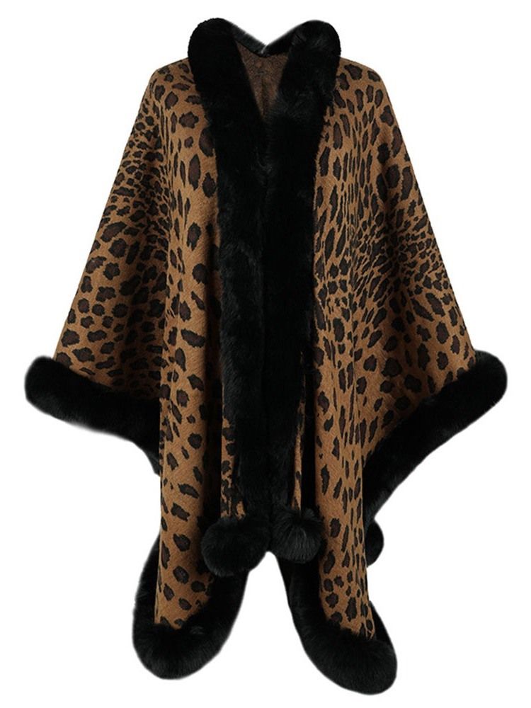 Leopard Fleece Vinterkappe