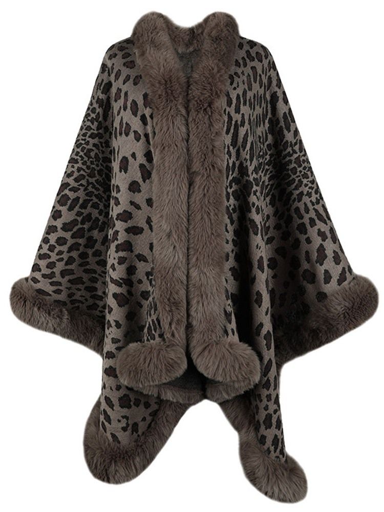 Leopard Fleece Vinterkappe