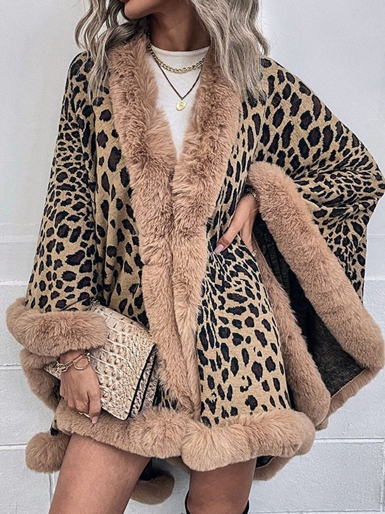 Leopard Fleece Vinterkappe