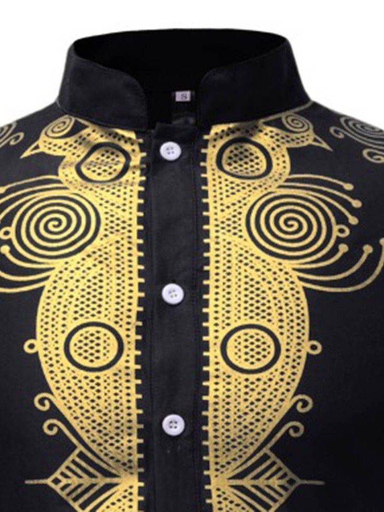 Afrikansk Mote Dashiki Print Løs Herreskjorte