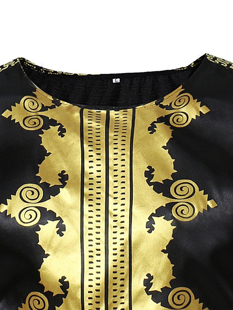 Afrikansk Mote Dashiki Trykt Slim Color Block Herreskjorter