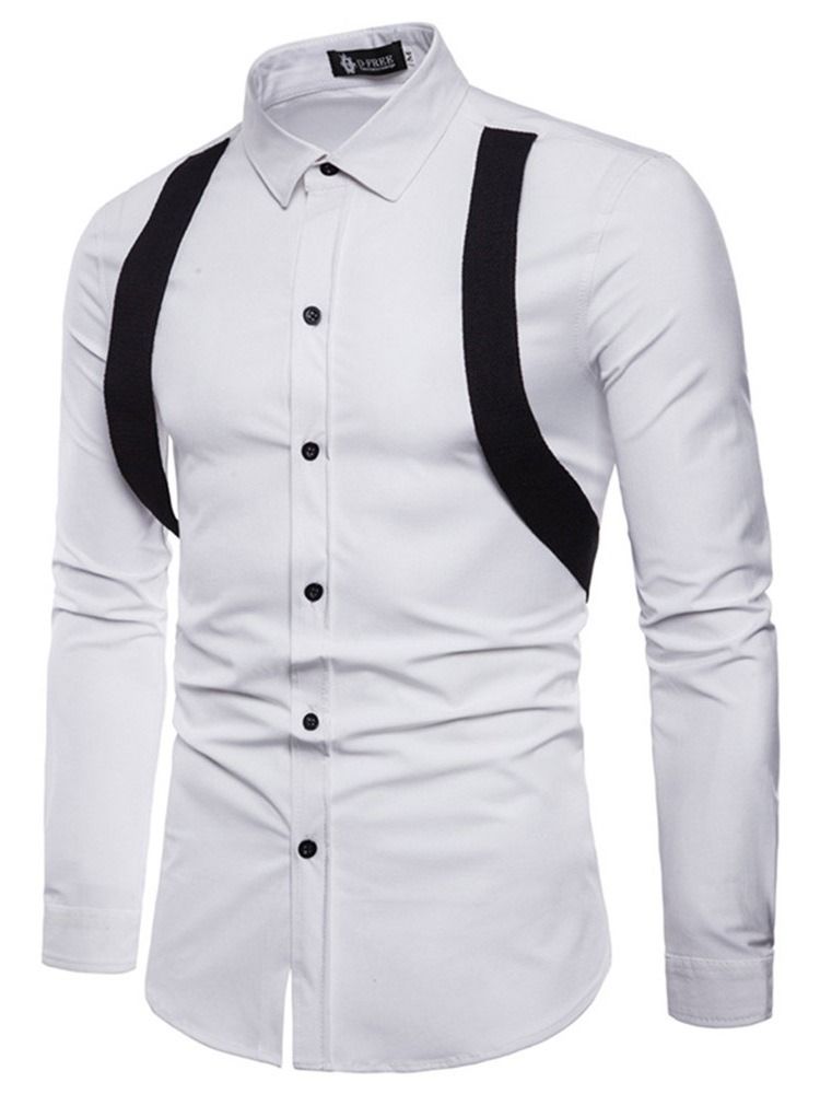 Button Lapel Casual Single-Breasted Slank Herreskjorte