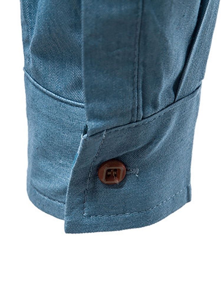 Casual Pocket Lapel Spring Single-Breasted Skjorte