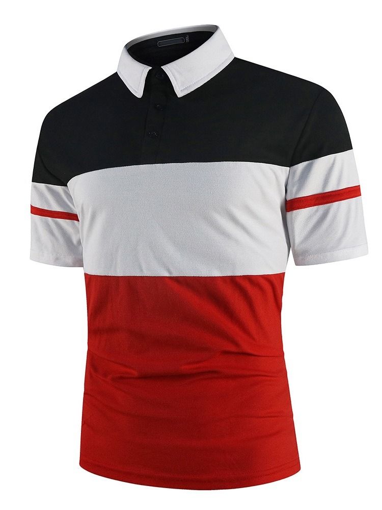 Farge Summer Block Polo Neck Patchwork Polo Skjorte