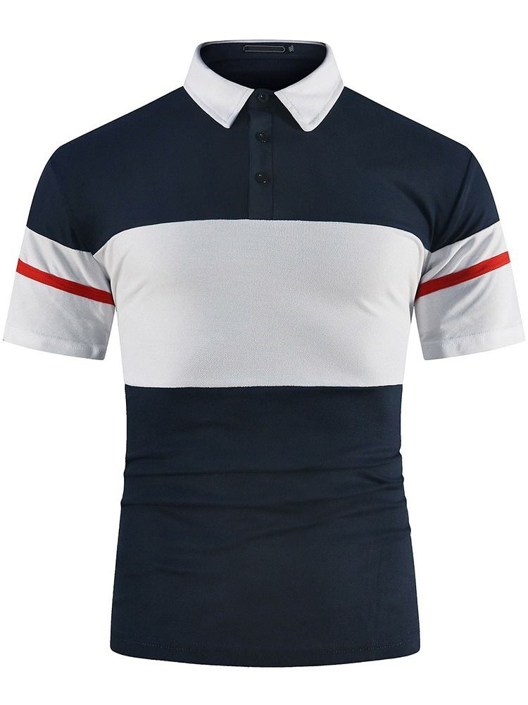 Farge Summer Block Polo Neck Patchwork Polo Skjorte