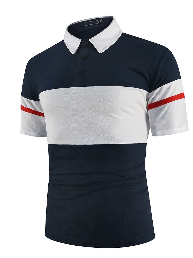 Farge Summer Block Polo Neck Patchwork Polo Skjorte