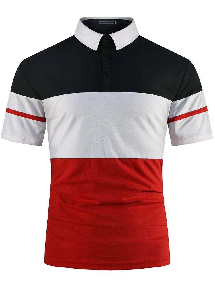 Farge Summer Block Polo Neck Patchwork Polo Skjorte