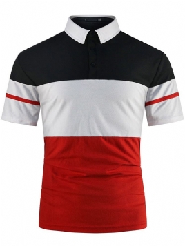 Farge Summer Block Polo Neck Patchwork Polo Skjorte