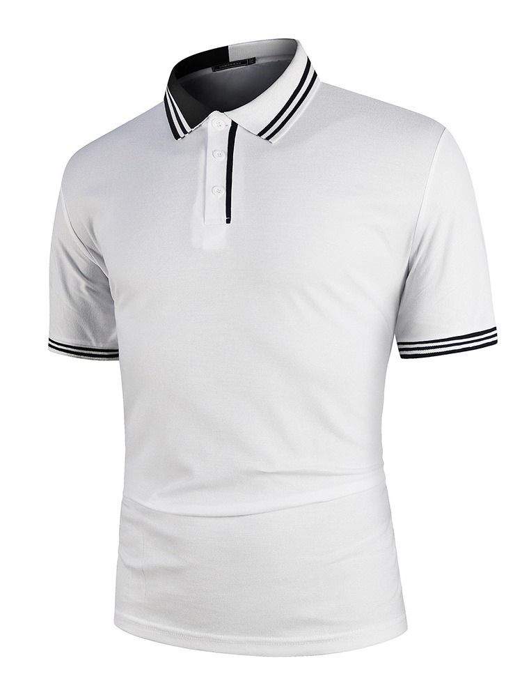 Fashion Patchwork Color Block Polo-Hals Poloskjorte