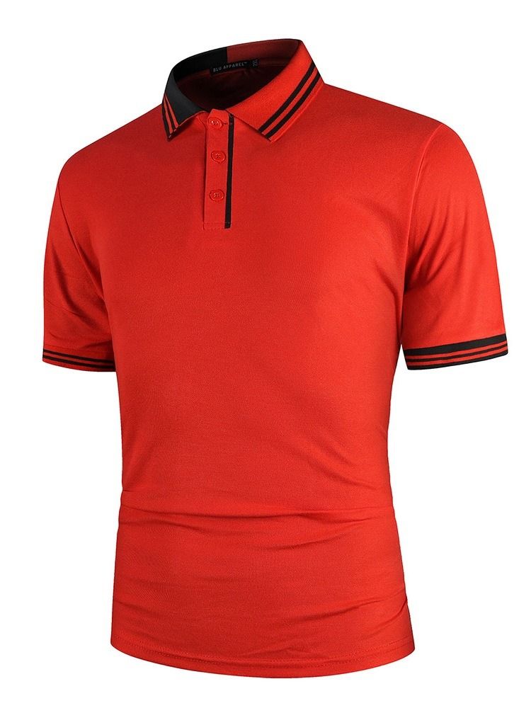 Fashion Patchwork Color Block Polo-Hals Poloskjorte