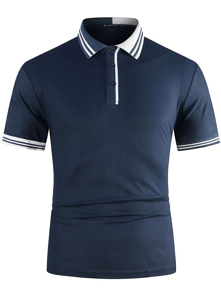 Fashion Patchwork Color Block Polo-Hals Poloskjorte