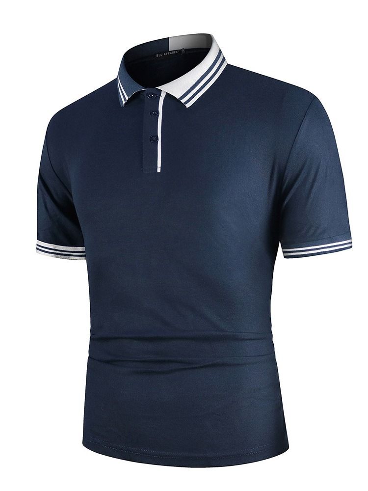 Fashion Patchwork Color Block Polo-Hals Poloskjorte