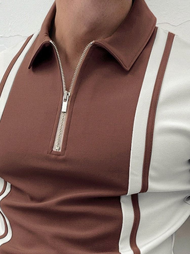 Fashion Polo Neck Color Block Polo Skjorte