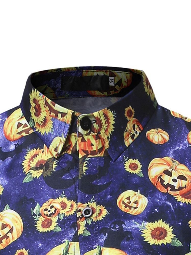 Floral Casual Lapel Slim Skjorte For Halloween-Kostyme For Menn