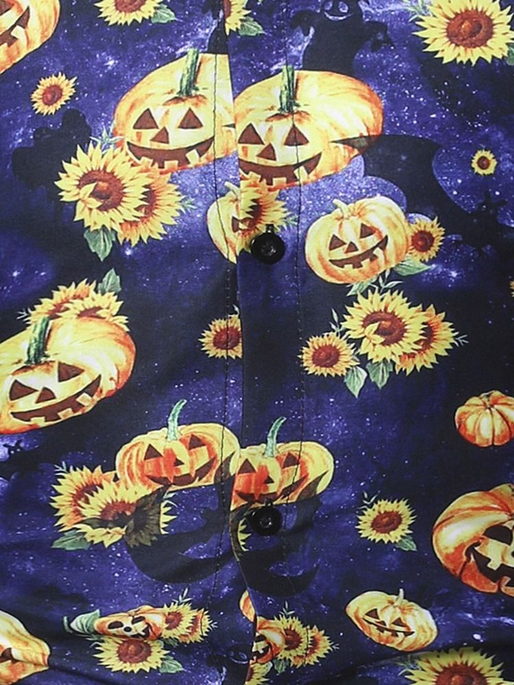 Floral Casual Lapel Slim Skjorte For Halloween-Kostyme For Menn