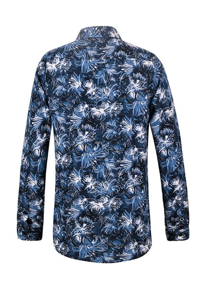 Floral Lapel Casual Single-Breasted Herreskjorte