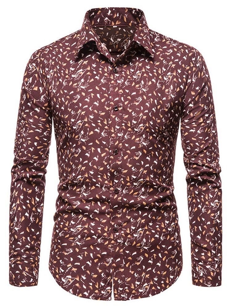 Floral Lapel Casual Slim Single-Breasted Skjorte