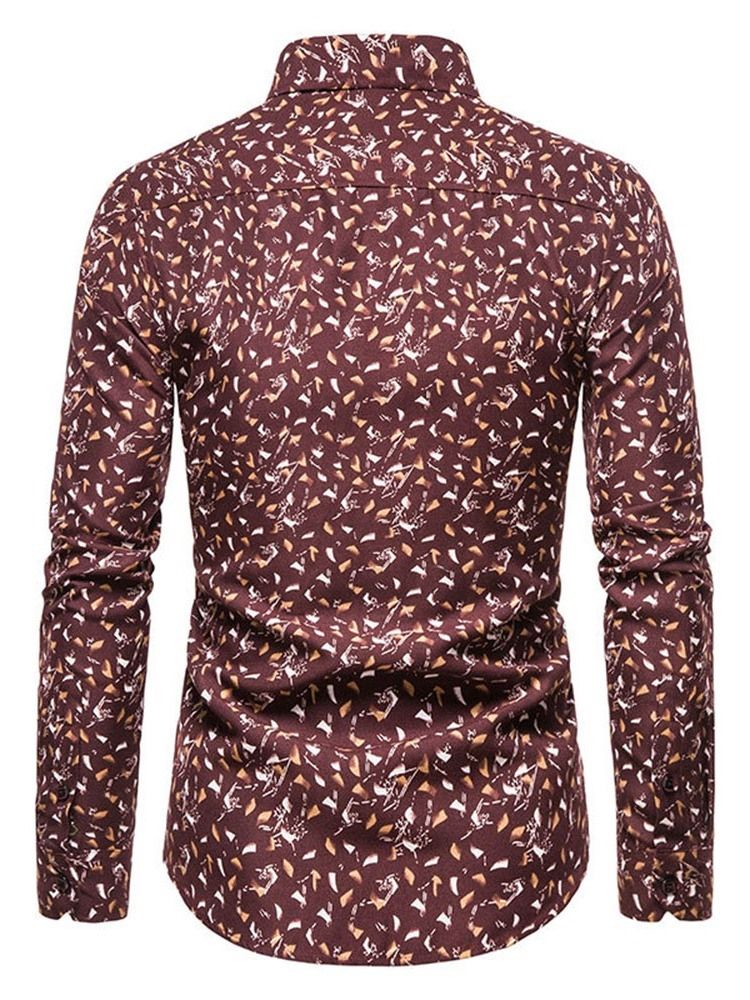 Floral Lapel Casual Slim Single-Breasted Skjorte