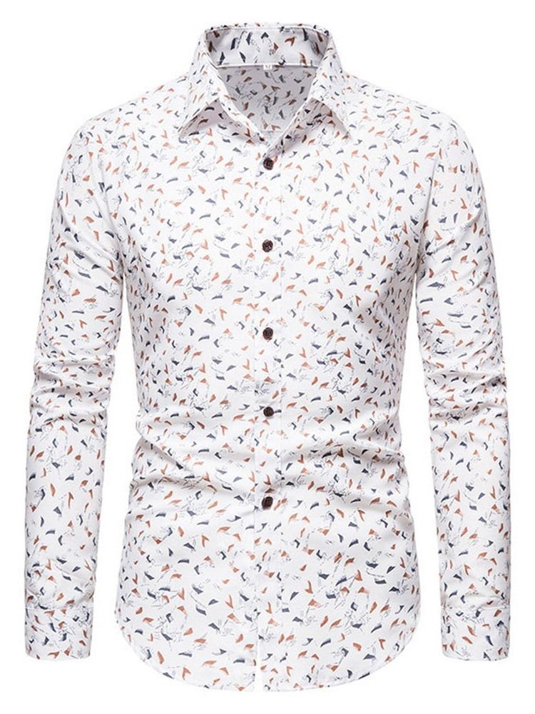 Floral Lapel Casual Slim Single-Breasted Skjorte