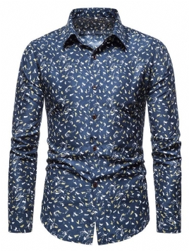 Floral Lapel Casual Slim Single-Breasted Skjorte