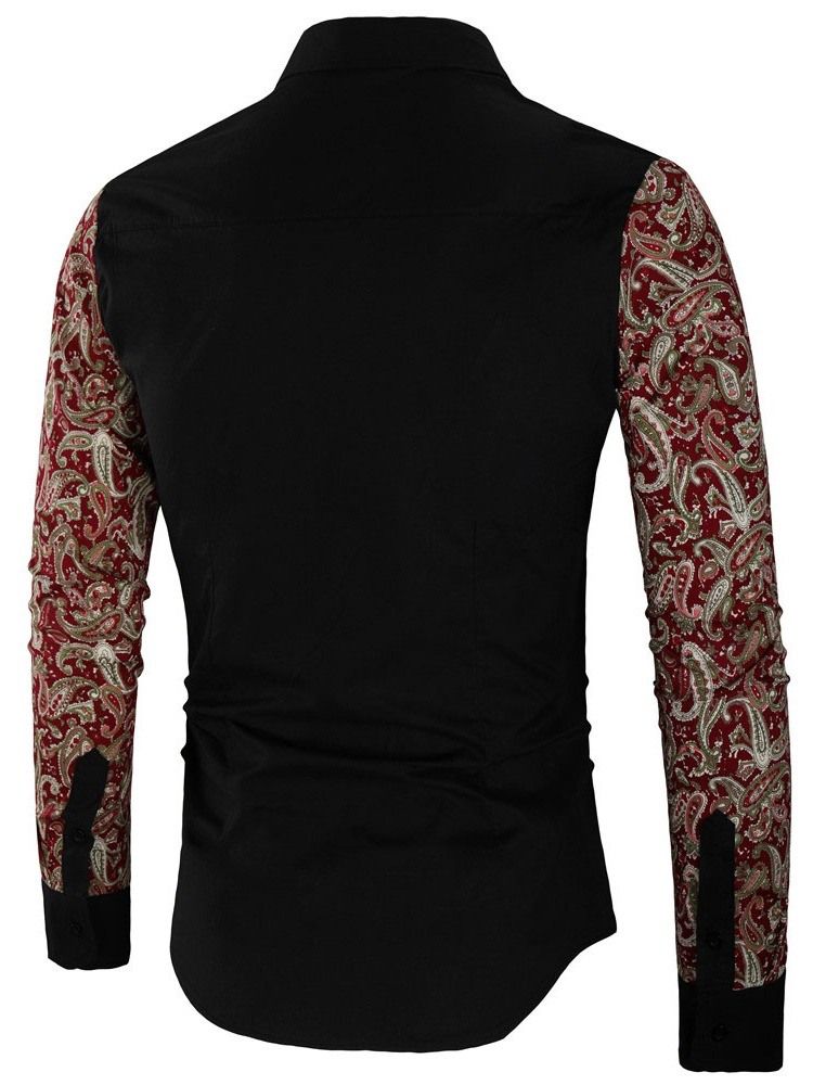 Floral Patchwork Lapel Slim Fall-Skjorte For Kvinner