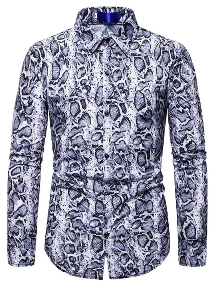 Lapel Casual Print Slim Fall-Skjorte