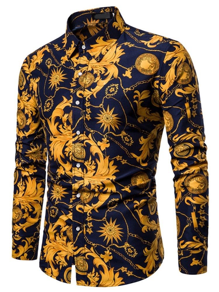 Lapel Floral Casual Slank Vårskjorte For Kvinner