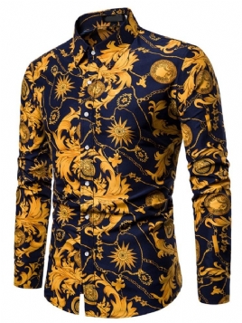 Lapel Floral Casual Slank Vårskjorte For Kvinner