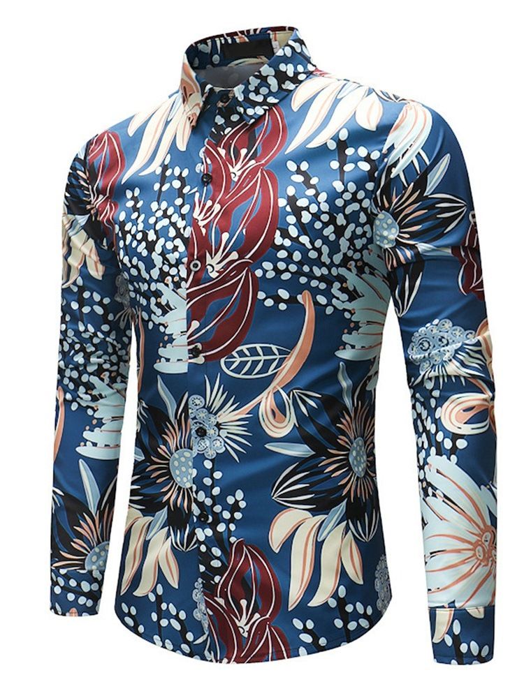 Lapel Floral Print Single-Breasted Spring Shirt