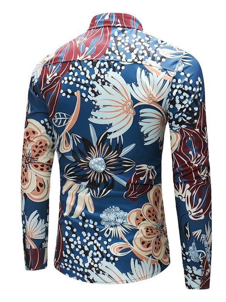 Lapel Floral Print Single-Breasted Spring Shirt