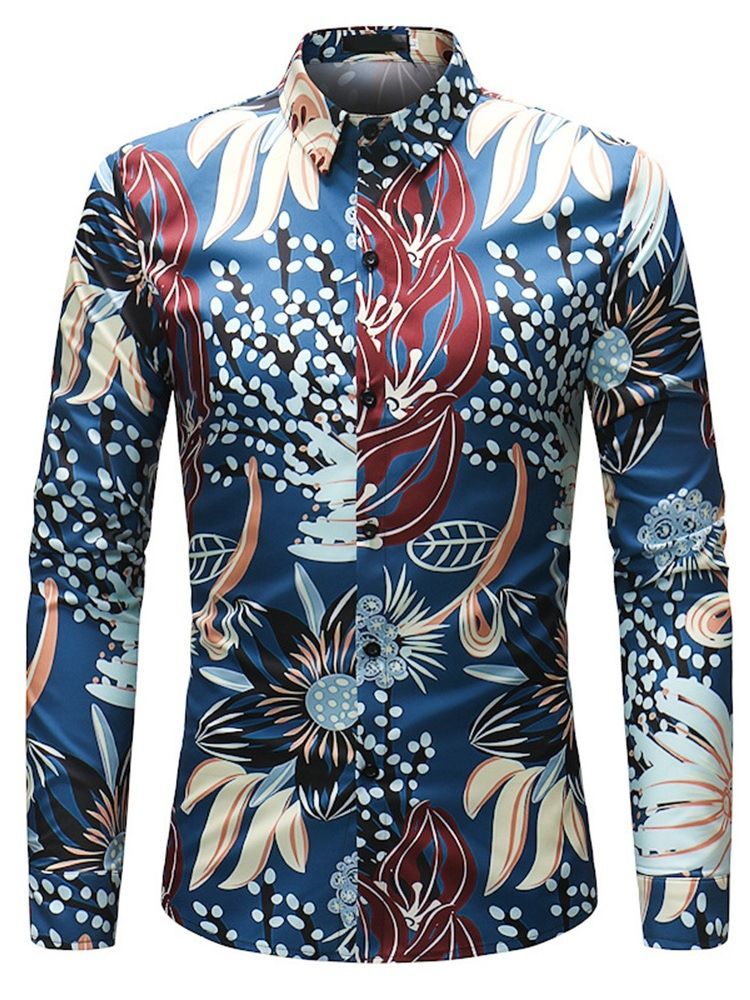 Lapel Floral Print Single-Breasted Spring Shirt