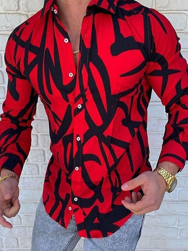 Lapel Print Single-Breasted Spring Shirt