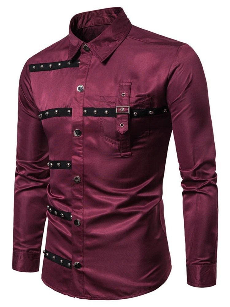 Lapel Rivet Mote Slim Single-Breasted Skjorte