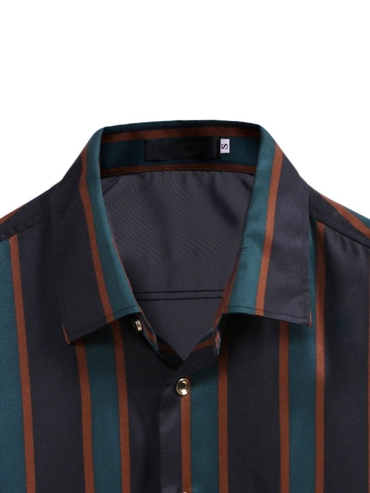 Lapel Stripe Ol Single-Breasted Løs Skjorte