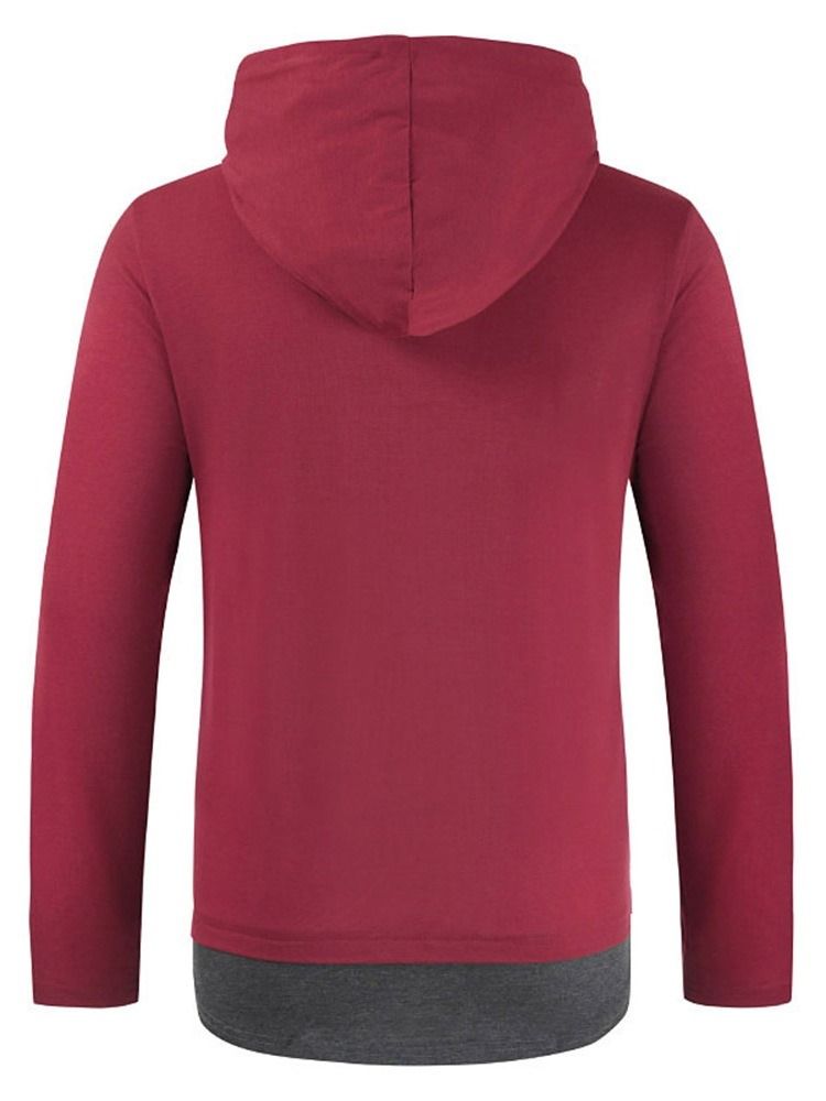 Patchwork Casual Color Block Pullover Langermet T-Skjorte