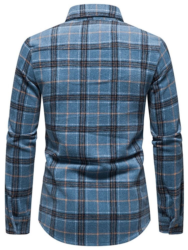 Pocket Lapel Plaid Single Breasted Fall Shirt