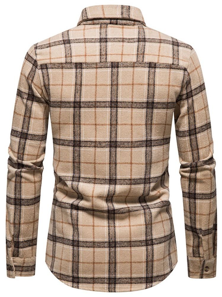 Pocket Lapel Plaid Single Breasted Fall Shirt