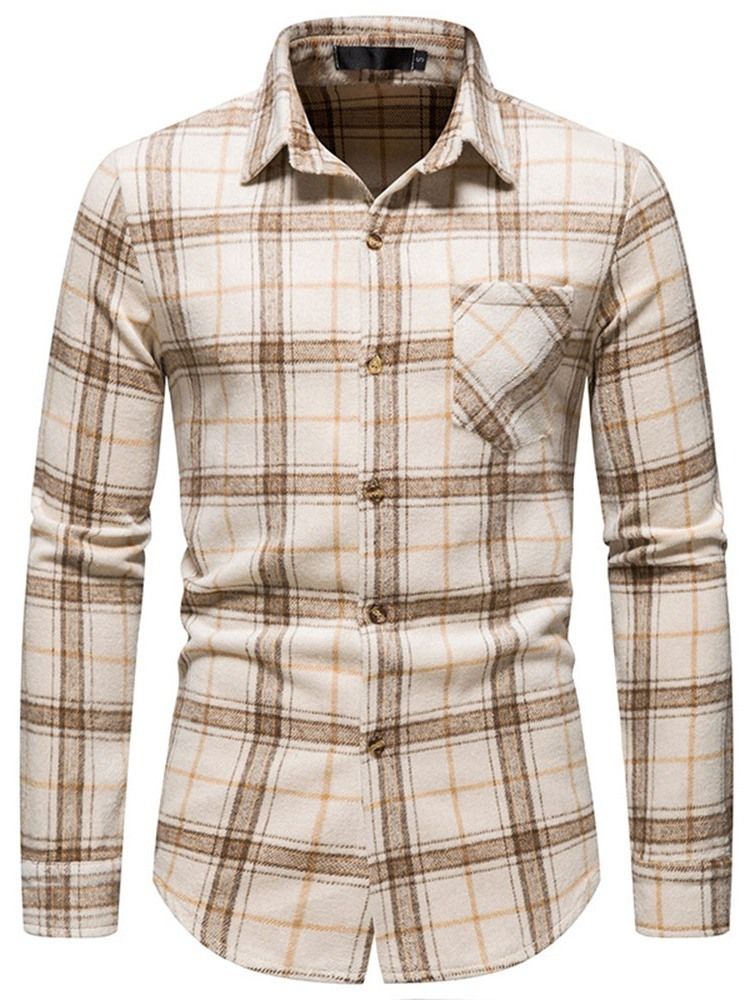 Pocket Lapel Plaid Single Breasted Fall Shirt