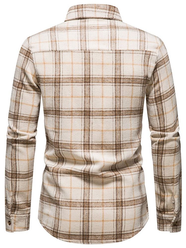 Pocket Lapel Plaid Single Breasted Fall Shirt